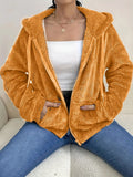 Drawstring Fleece Zip-Up Outerwear - Trendsi - Flyclothing LLC