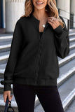 Texture Zip Up Baseball Collar Long Sleeve Jacket - Trendsi - Flyclothing LLC