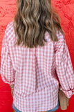 Plaid Collared Neck Long Sleeve Shirt - Trendsi - Flyclothing LLC