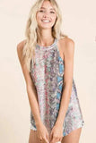 BiBi Snakeskin Print Low Gauge Hacci Knit Halter - Trendsi - Flyclothing LLC