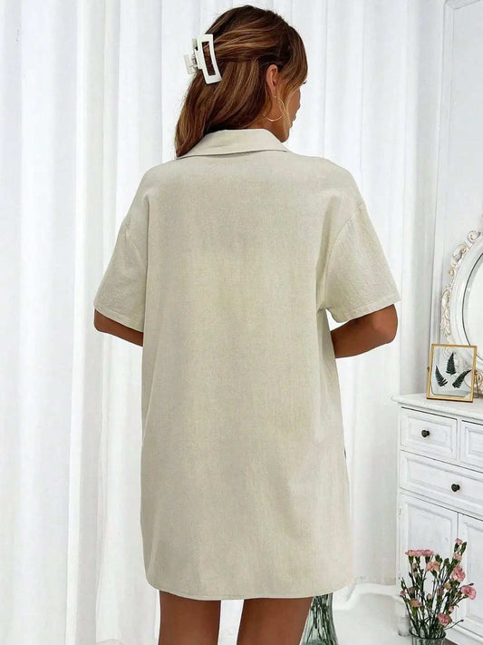 Button Up Half Sleeve Top and Shorts Set - Trendsi - Flyclothing LLC