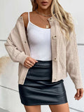 Cable-Knit Round Neck Button Up Cardigan - Trendsi - Flyclothing LLC