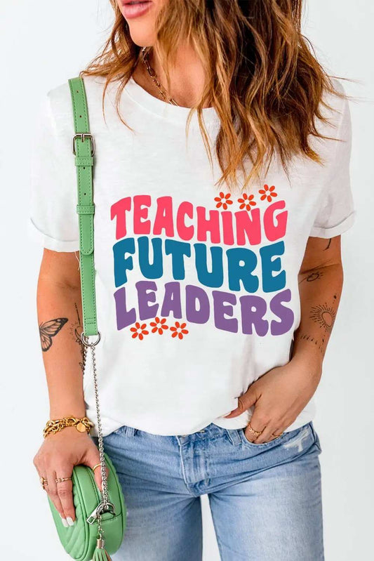 Letter Graphic Round Neck Short Sleeve T-Shirt - Trendsi - Flyclothing LLC