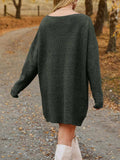 V-Neck Dropped Shoulder Sweater Dress - Trendsi - Flyclothing LLC