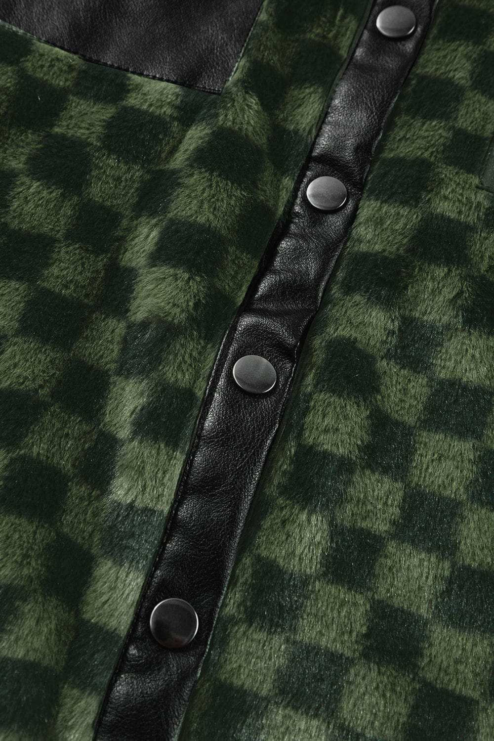 Pocketed Checkered Collared Neck Snap Down Jacket - Trendsi - Flyclothing LLC