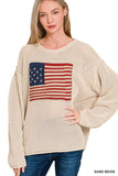 Zenana American Flag Crew Neck Sweater - Trendsi - Flyclothing LLC