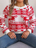 Christmas Element Round Neck Long Sleeve Sweater - Trendsi - Flyclothing LLC