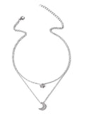 Double Layered Star and Moon Pendant Necklace - Trendsi - Flyclothing LLC
