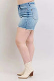 Judy Blue Full Size High Waist Western Embroidery Detail Cut Off Denim Shorts Plus Size - Trendsi - Flyclothing LLC