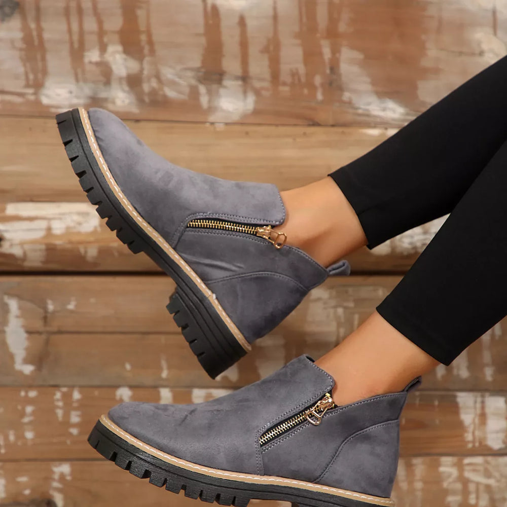 Side Zip Ankle Boots - Trendsi - Flyclothing LLC