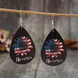 PU Leather Sunflower Teardrop Shape Earrings - Trendsi - Flyclothing LLC