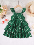 Bow Polka Dot Square Neck Layered Dress - Trendsi - Flyclothing LLC