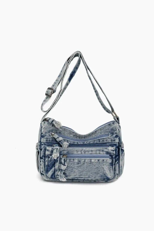 Adjustable Strap Denim Crossbody Bag - Trendsi - Flyclothing LLC
