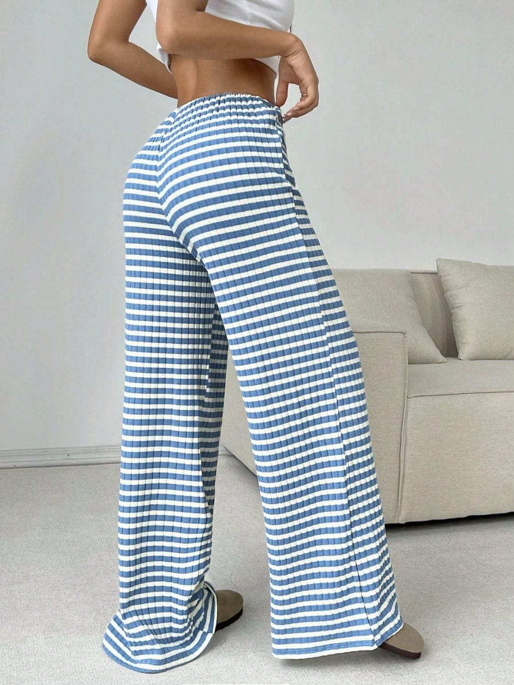 Tied Striped Wide Leg Pants - Trendsi - Flyclothing LLC