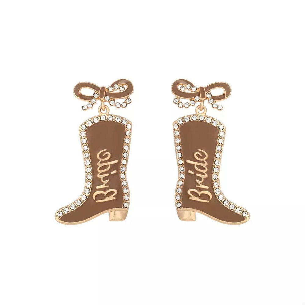 Cowgirl Boot Dangle Earrings with Bow - Trendsi - Flyclothing LLC