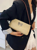 Woven Straw Shoulder Bag with Bow Detail - Trendsi - Flyclothing LLC