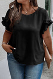 Plus Size Ruffled Round Neck Short Sleeve Blouse - Trendsi - Flyclothing LLC