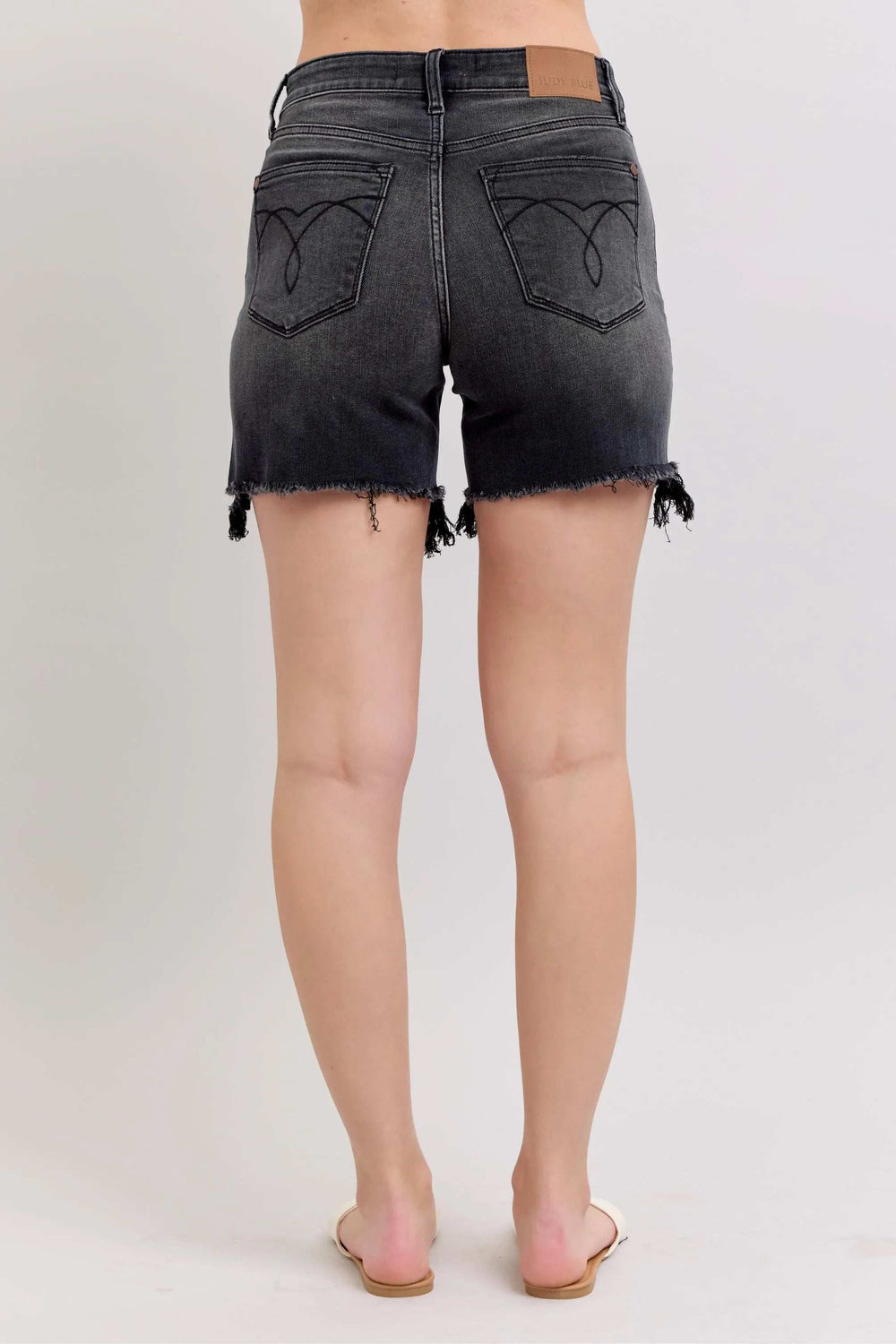 Judy Blue Full Size Long Cut Off 2 Button Dad Denim Shorts Plus Size - Trendsi - Flyclothing LLC