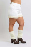 Judy Blue Full Size High Waist Shearling Cuff Denim Shorts Plus Size - Trendsi - Flyclothing LLC