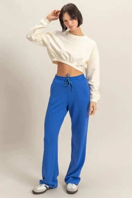 HYFVE Crew Neck Long Sleeve Crop Sweatshirt - Trendsi - Flyclothing LLC