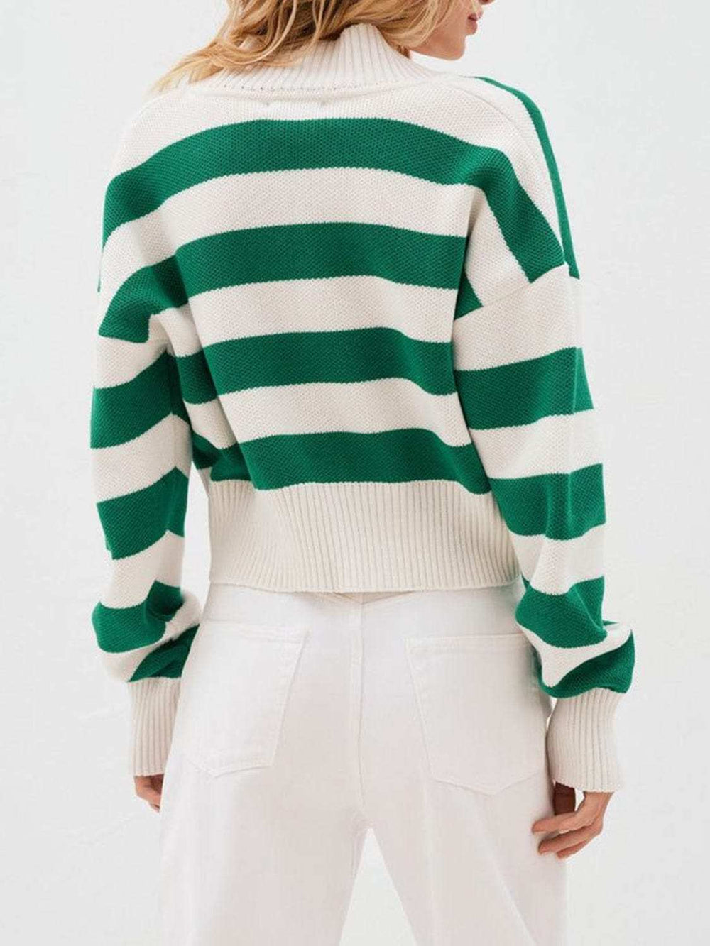 Striped Button Down Drop Shoulder Cardigan - Trendsi - Flyclothing LLC