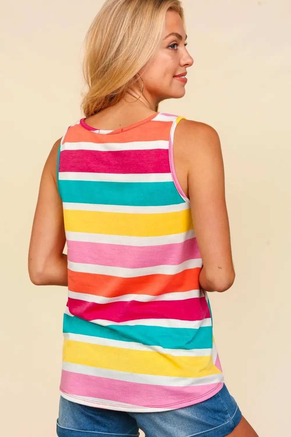 Haptics Round Neck Striped Knit Tank - Trendsi - Flyclothing LLC
