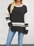 Color Block Side Slit Sweater - Trendsi - Flyclothing LLC