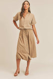 MABLE Short Sleeve Top and Button Down Midi Skirt Set - Trendsi - Flyclothing LLC