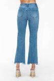 bytos Raw Hem Distressed Mid Rise Crop Jeans - Trendsi - Flyclothing LLC
