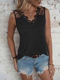 Lace Detail V-Neck Tank - Trendsi - Flyclothing LLC