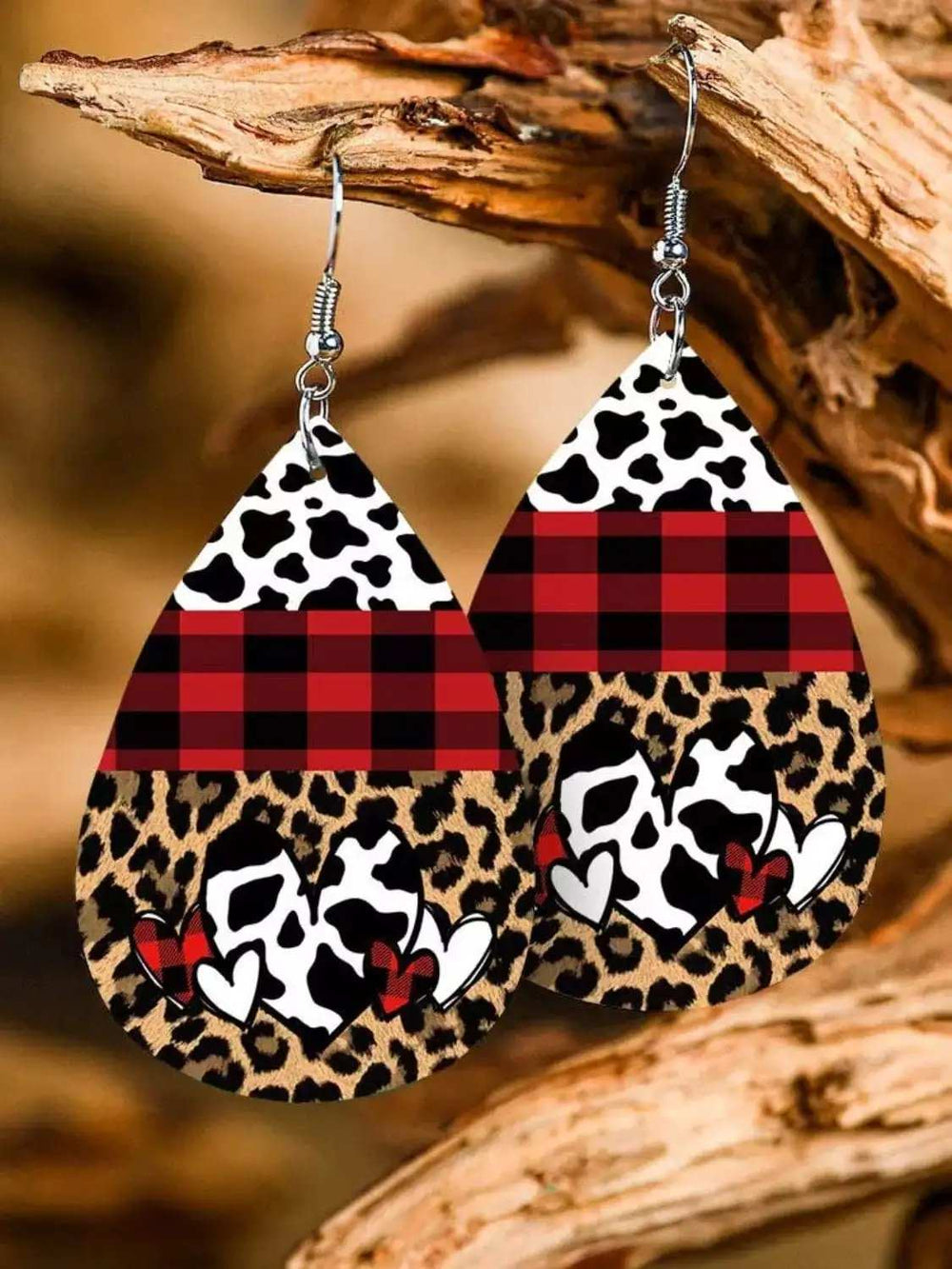 Printed PU Leather Dangle Earrings - Trendsi - Flyclothing LLC