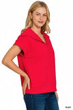 Zenana Scuba Half Zip Top - Trendsi - Flyclothing LLC