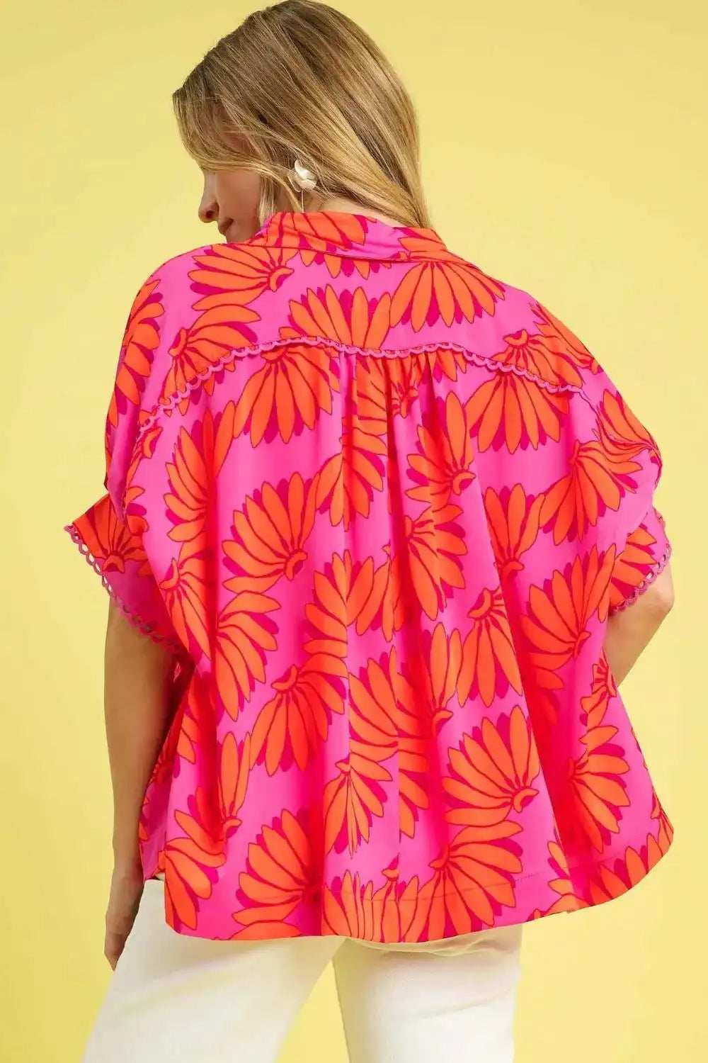 Umgee Printed Button-Up Relaxed Shirt - Trendsi - Flyclothing LLC