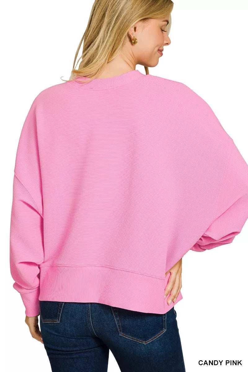 Zenana Ribbed Round Neck Pullover and Shorts Set - Trendsi - Flyclothing LLC