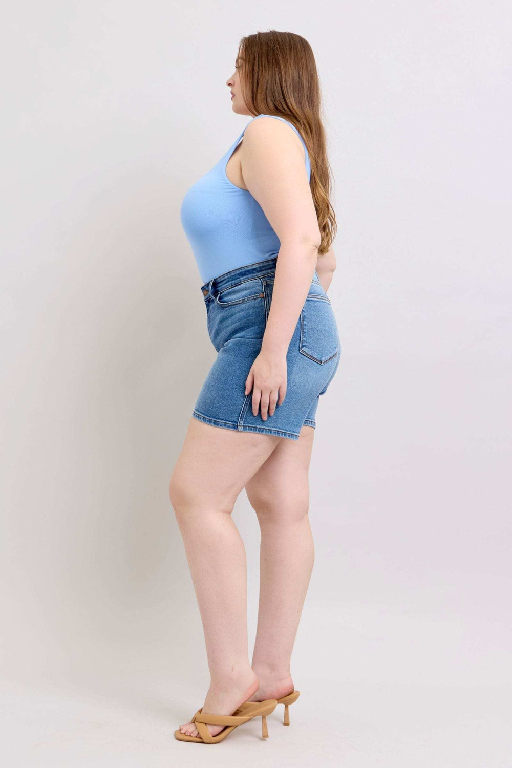 Judy Blue Full Size 2 Button Denim Shorts with Pockets Plus Size - Trendsi - Flyclothing LLC