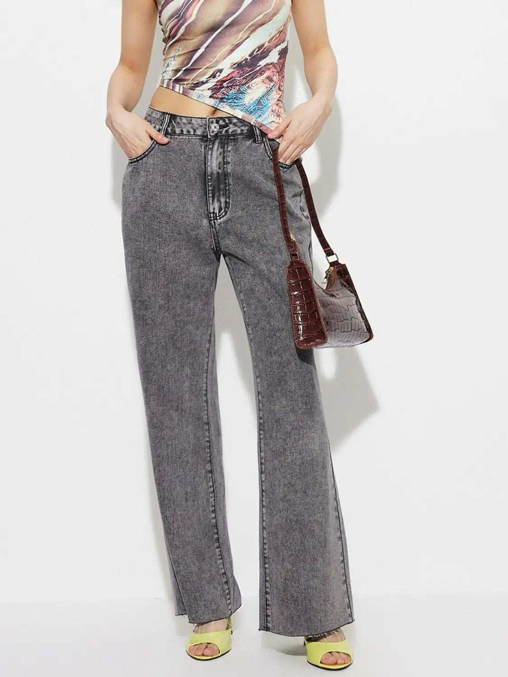 High Waist Bootcut Jeans with Pockets - Trendsi - Flyclothing LLC