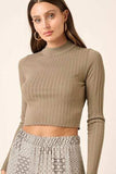 Mittoshop Mock Neck Long Sleeve Crop Knit Top - Trendsi - Flyclothing LLC