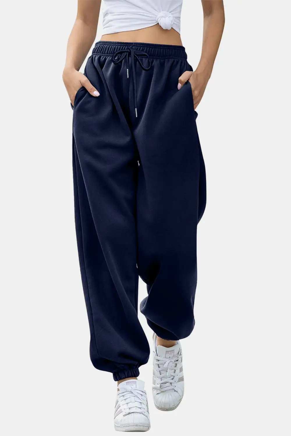 Elastic Waist Joggers with Pockets - Trendsi - Flyclothing LLC