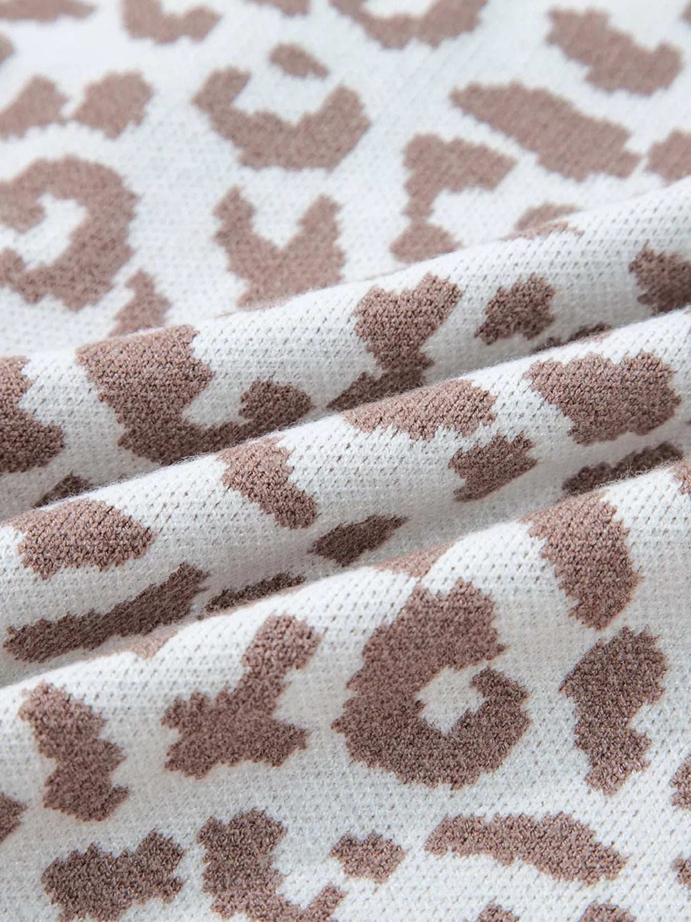 Leopard Drop Shoulder Chunky Knitted Cardigan - Trendsi - Flyclothing LLC