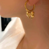 18K Gold-Plated Bow Earrings - Trendsi - Flyclothing LLC