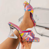 Contrast Peep Toe Mid Heels Sandals - Trendsi - Flyclothing LLC