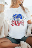 Stars and Stripes Round Neck Short Sleeve T Shirt - Trendsi - Flyclothing LLC