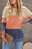 Color Block Round Neck Long Sleeve Sweater - Trendsi - Flyclothing LLC