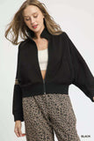 Umgee Zipper Up Cropped Jacket with Leopard Trim - Trendsi - Flyclothing LLC