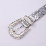 PU Leather Rhinestone Belt - Trendsi - Flyclothing LLC