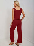 Square Neck Tank and Wide Leg Pants Set - Trendsi - Flyclothing LLC