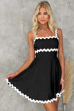 Contrast Trim Square Neck Mini Dress - Trendsi - Flyclothing LLC