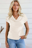 Cowl Neck Short Sleeve T-Shirt - Trendsi - Flyclothing LLC