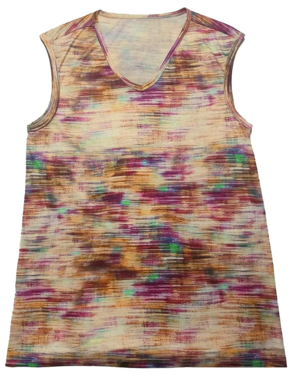 Printed Round Neck Cap Sleeve Top - Trendsi - Flyclothing LLC