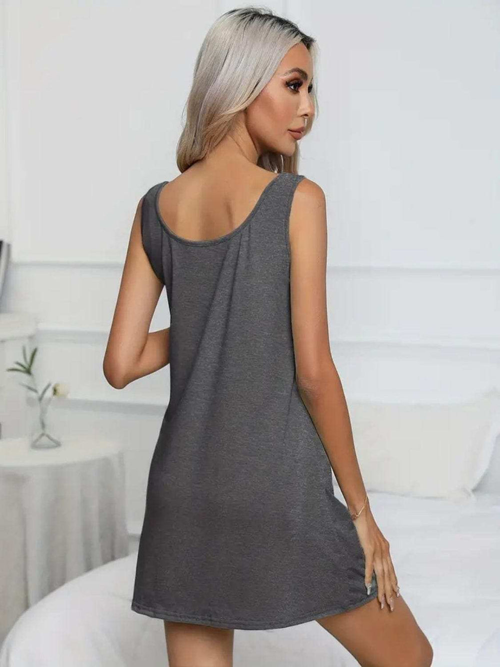 Full Size Scoop Neck Wide Strap Mini Dress - Trendsi - Flyclothing LLC